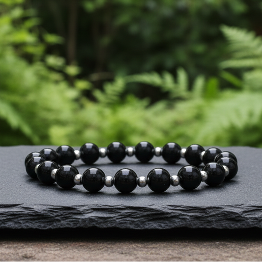 Bracelet en Spinelle noir 6mm