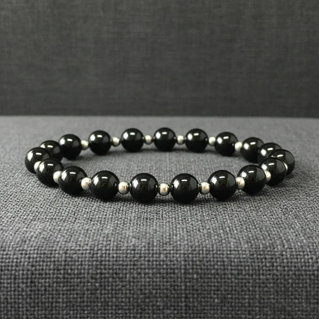 Bracelet en Spinelle noir 6mm