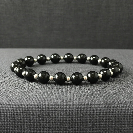 Bracelet en Spinelle noir 6mm