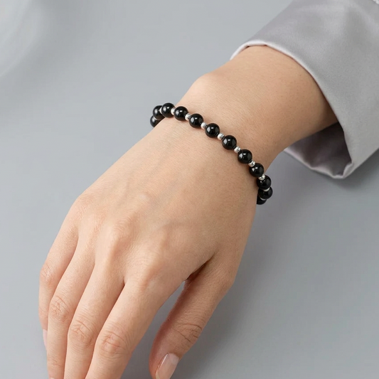 Bracelet en Spinelle noir 6mm