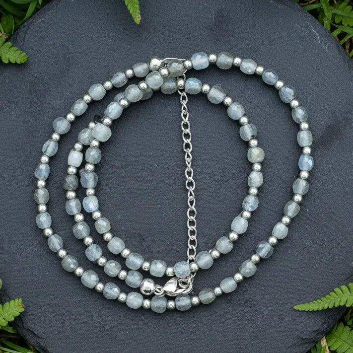 Bracelet triple tour et collier en Labradorite (COLBR23-01)