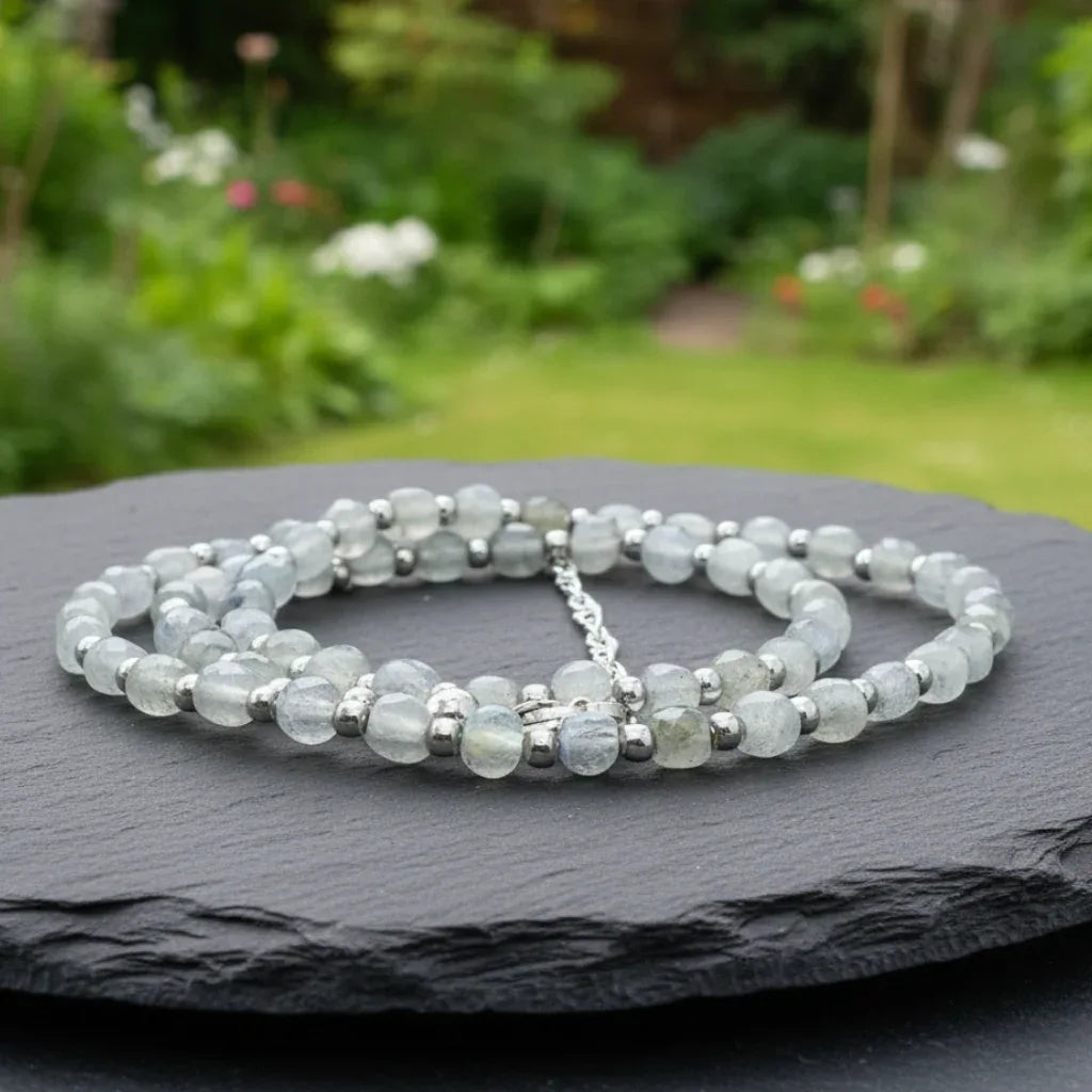 Bracelet triple tour et collier en Labradorite (COLBR23-01)