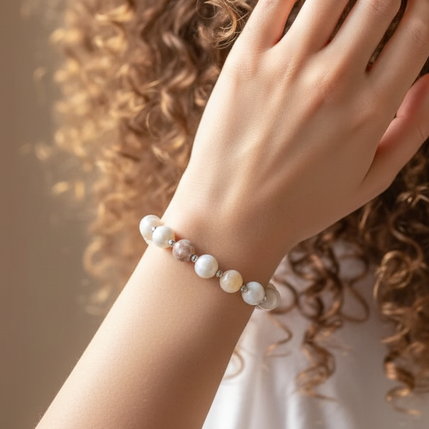 Bracelet en Agate Fleurs de cerisier