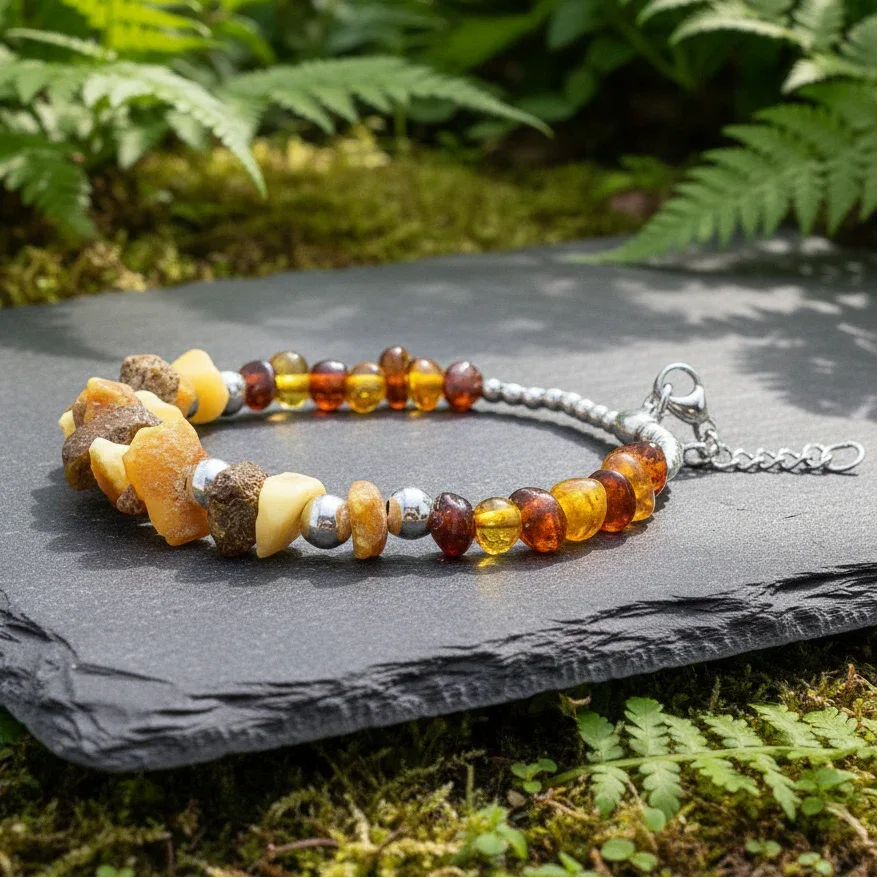 Bracelet en Ambre brute et polie