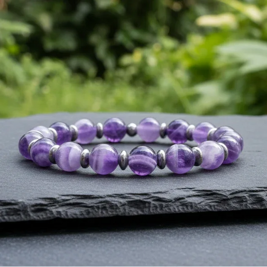 Bracelet en Améthyste chevron