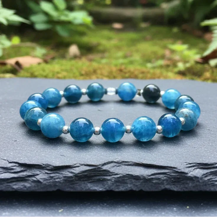 Bracelet en Apatite bleue 8mm