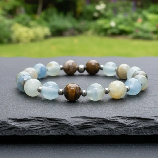 Bracelet en Calcite bleue et Aragonite