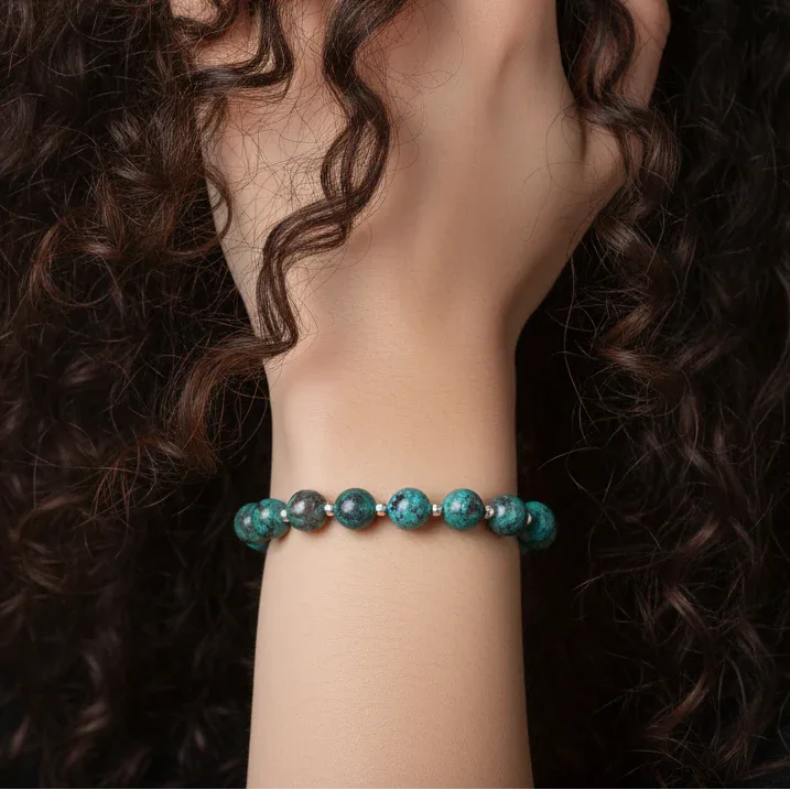 Bracelet en Chrysocolle avec Malachite et Azurite