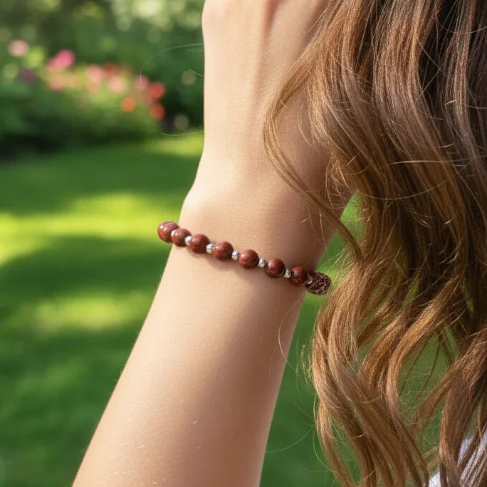 Bracelet en Jaspe Rouge 6mm - ENAE Minéraux