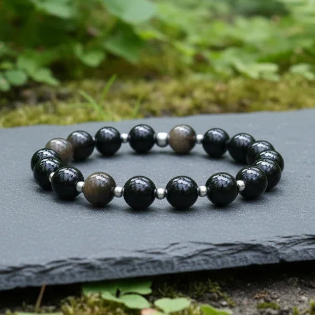 Bracelet en Obsidienne dorée 8mm