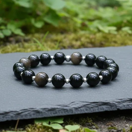 Bracelet en Obsidienne dorée 8mm