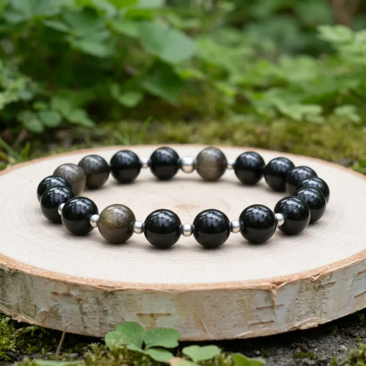 Bracelet en Obsidienne dorée 8mm - 15