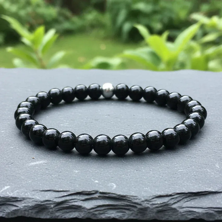 Bracelet en Obsidienne noire 6mm