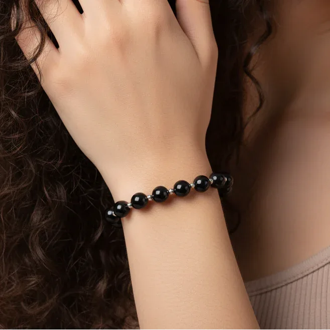 Bracelet en Obsidienne noire 8mm