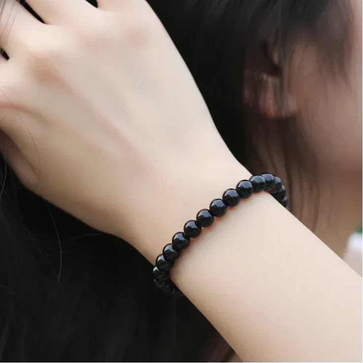 Bracelet en Obsidienne noire 6mm