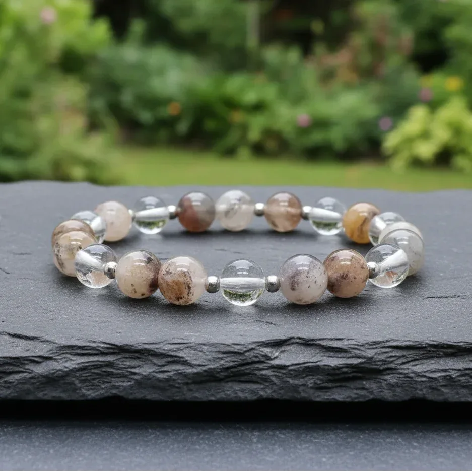 Bracelet en Quartz Lodolite et Cristal de roche