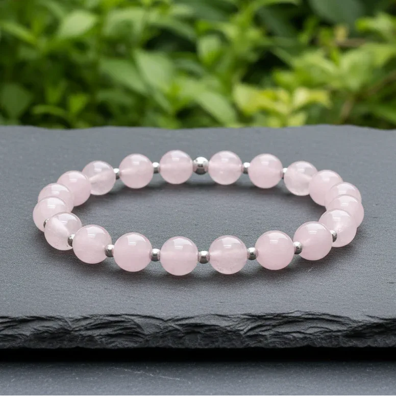 Bracelet en Quartz rose 8mm