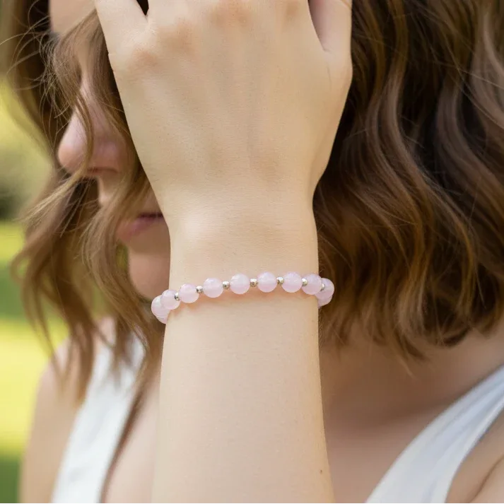 Bracelet en Quartz rose 6mm - ENAE Minéraux