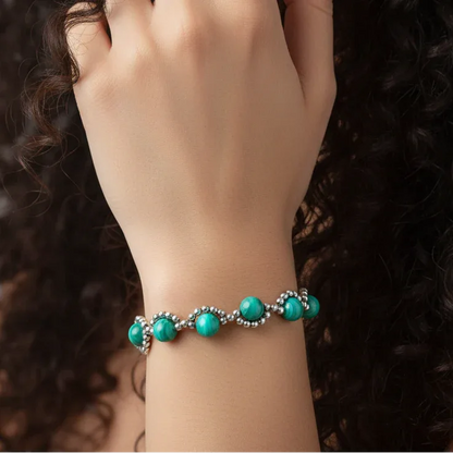 Bracelet tissé en Malachite (BRT423)