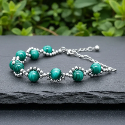 Bracelet tissé en Malachite (BRT423)