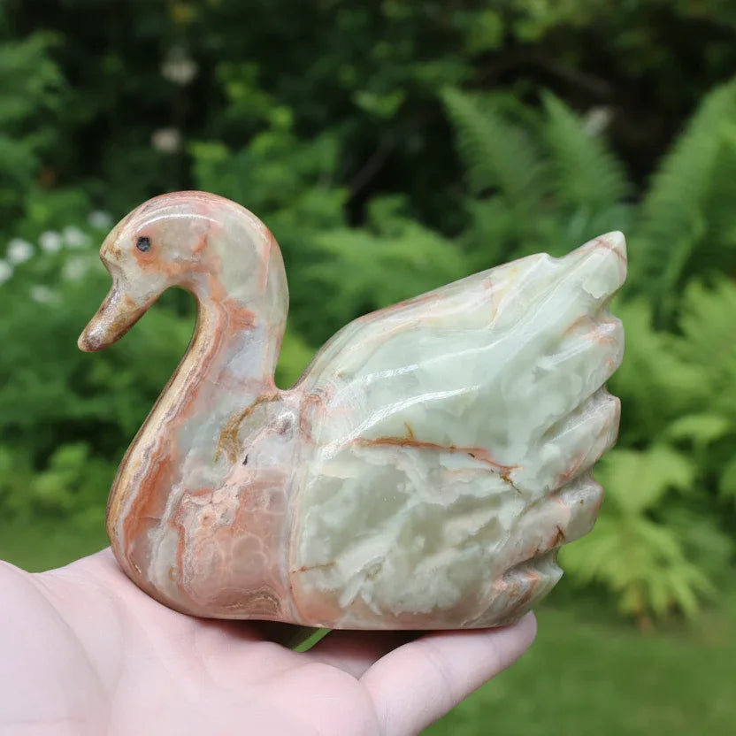 Cygne en Aragonite et Calcite 409g (PRGFL622-6)