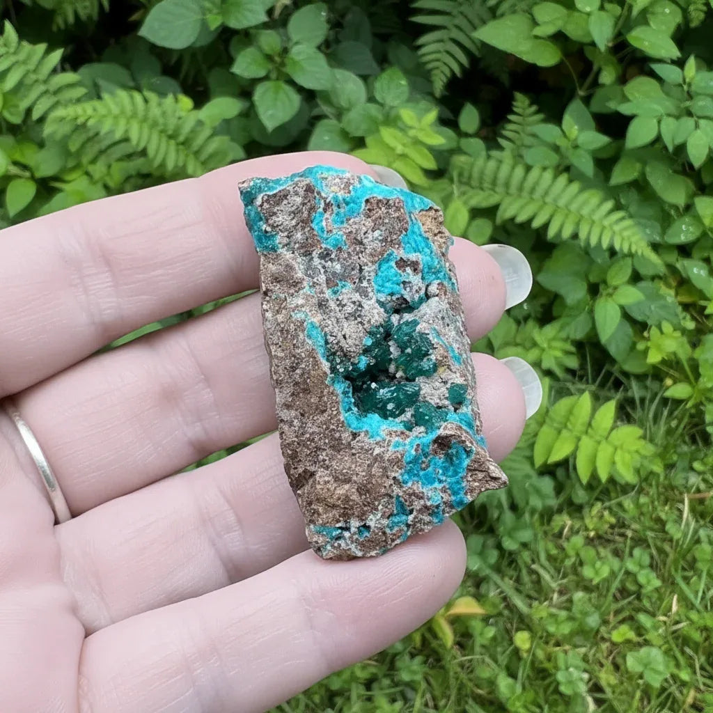 Dioptase, Calcite, Wulfénite et Shattuckite brute 30g (MB463)