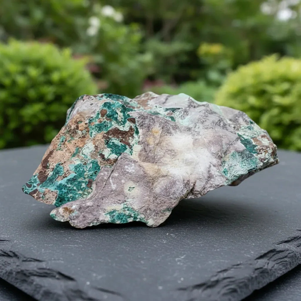 Dioptase brute avec Planchéite et Cérusite 1327g (MB432-2)