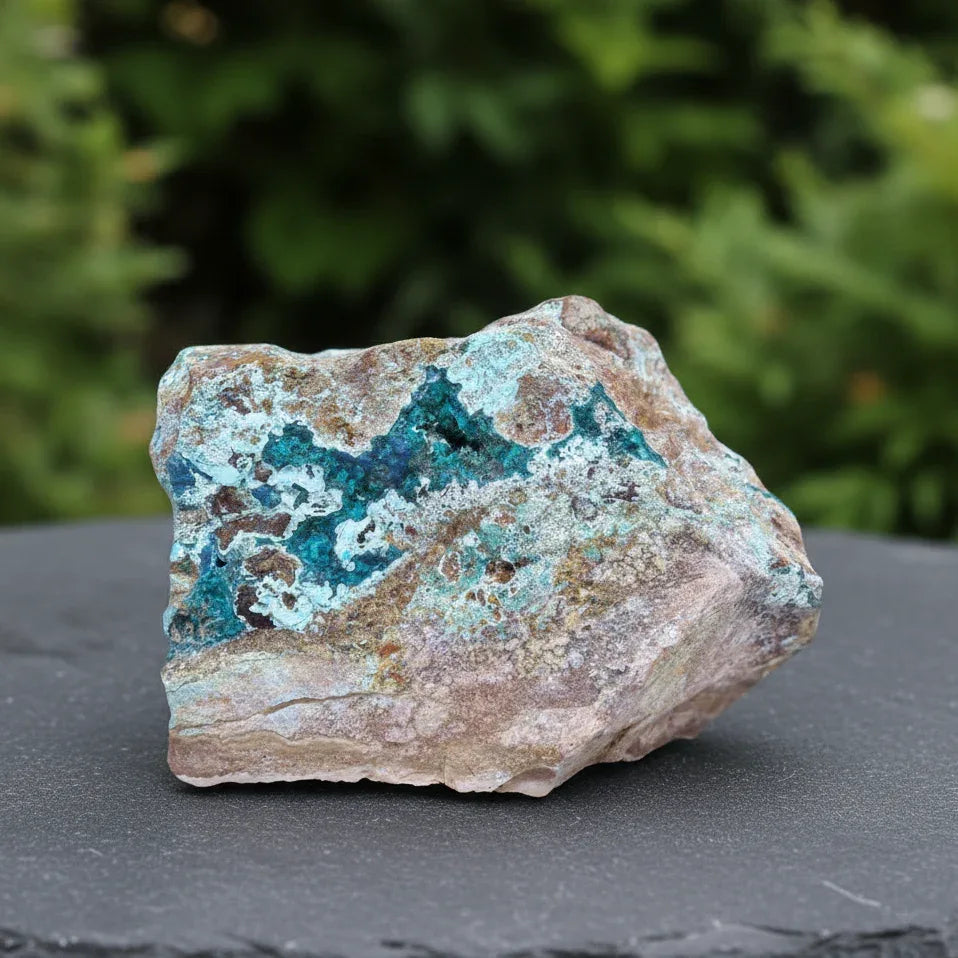 Dioptase brute avec Planchéite, Shattuckite, Cérusite 1157g (MB432-1)