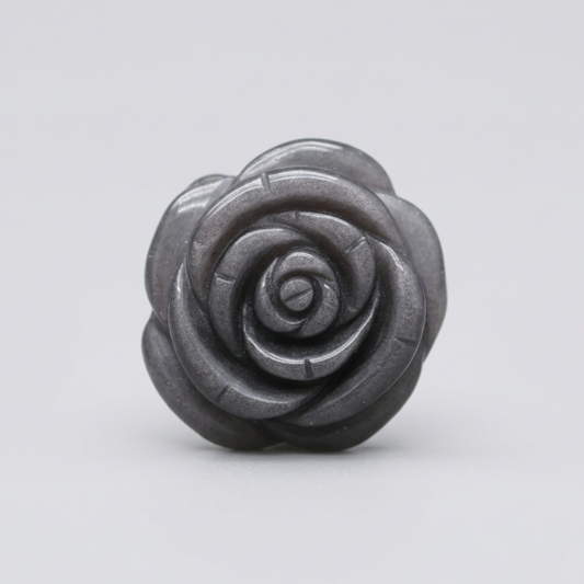 Fleur sculptée en Obsidienne argentée 17g (PRGFL697)