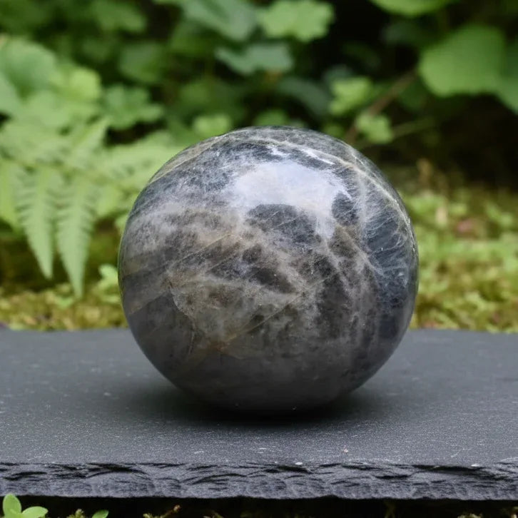 Galet poli en Pierre de Lune noire 102g (PRGFL608-8)