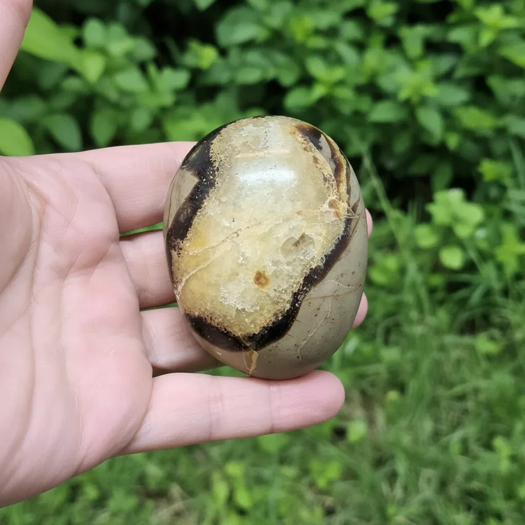 Galet en Septaria et Calcite jaune 155g (PRGFL717)