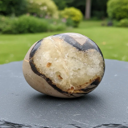 Galet en Septaria et Calcite jaune 155g (PRGFL717)