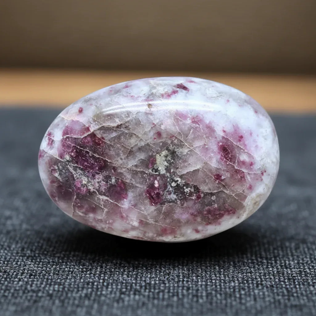 Galet en Quartz et Rubellite (Tourmaline rose) 126g (PRGFL526-1)