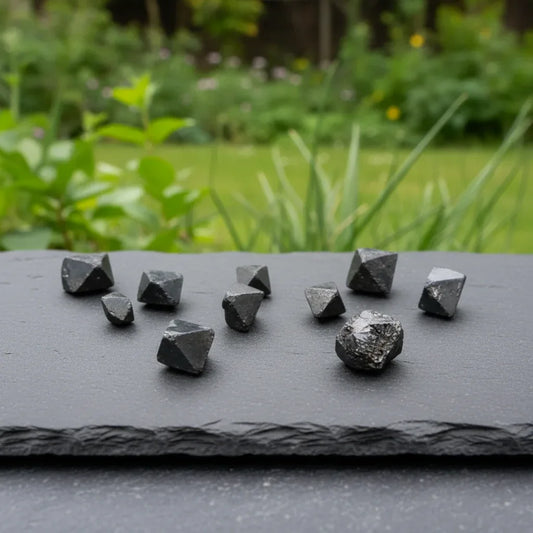 Lot de 10 petits cristaux bruts de Magnétite (MB553)