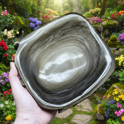 Tête masque Maya en Obsidienne dorée 2177g (PRGFL705)