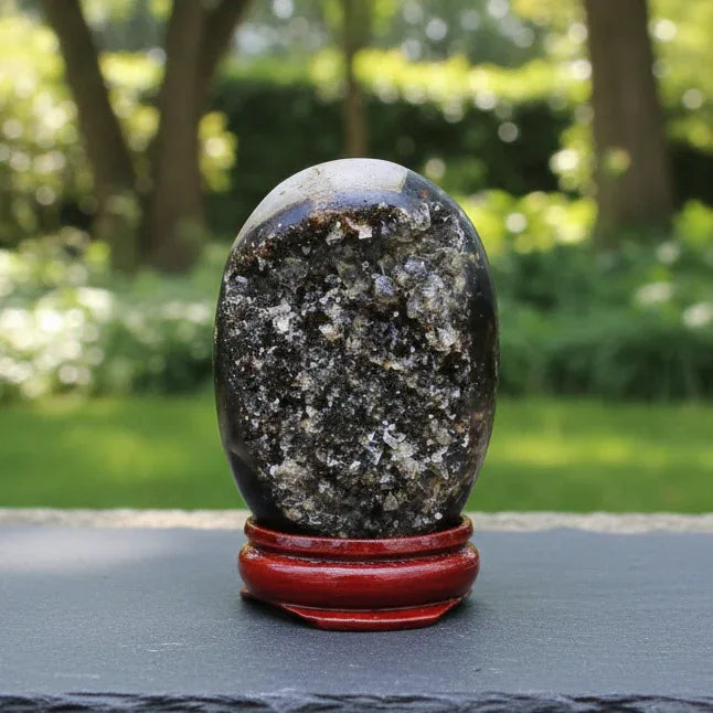 Œuf en Septaria et cristaux de Calcite bruts 104g (PRGFL588-3)