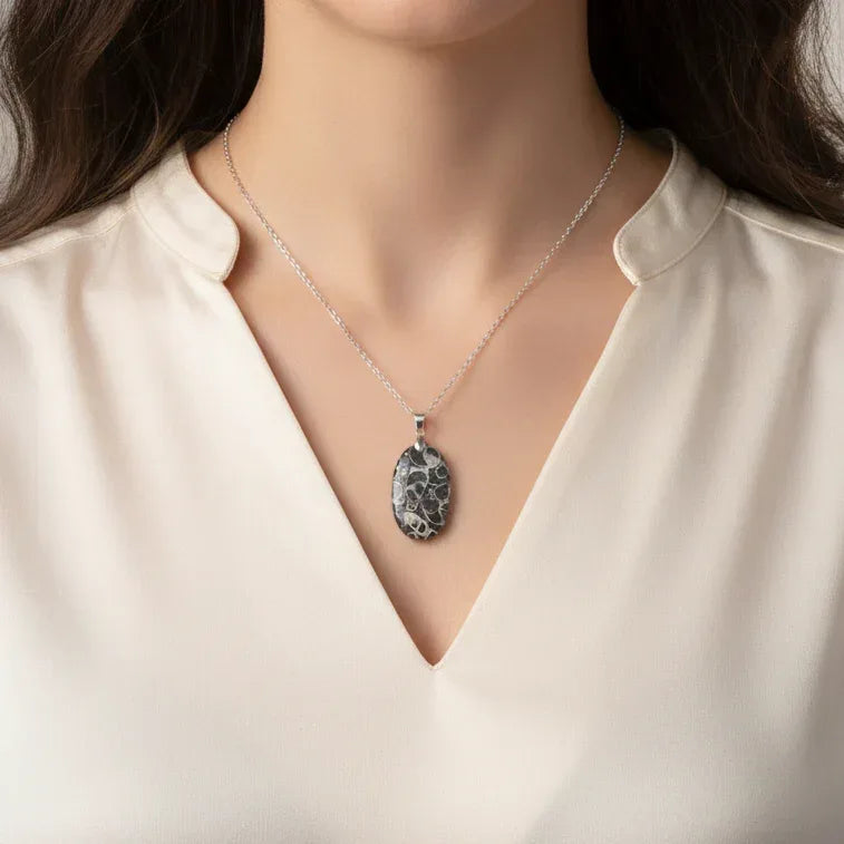 Pendentif en Agate à Turritelles (PE449)