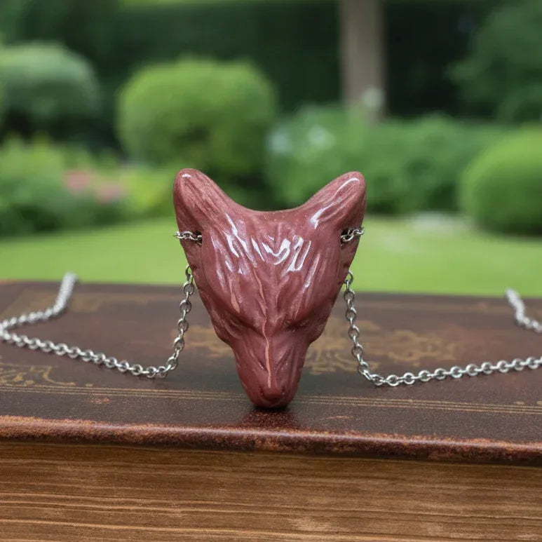 Pendentif Tête de loup en Jaspe Mookaïte (PE1100-12)