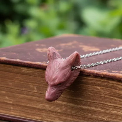 Pendentif Tête de loup en Jaspe Mookaïte (PE1100-12)