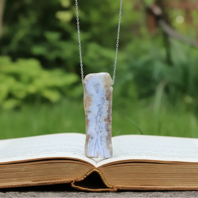 Pendentif tranche de Agate bleue (PE1714-2)