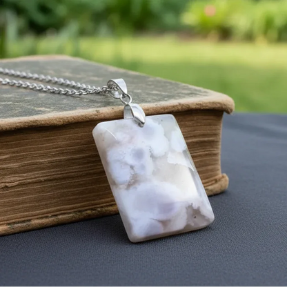 Pendentif en Agate fleurs de cerisier (PE1456-3)