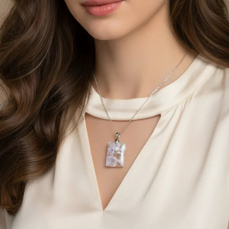 Pendentif en Agate fleurs de cerisier (PE1456-3)