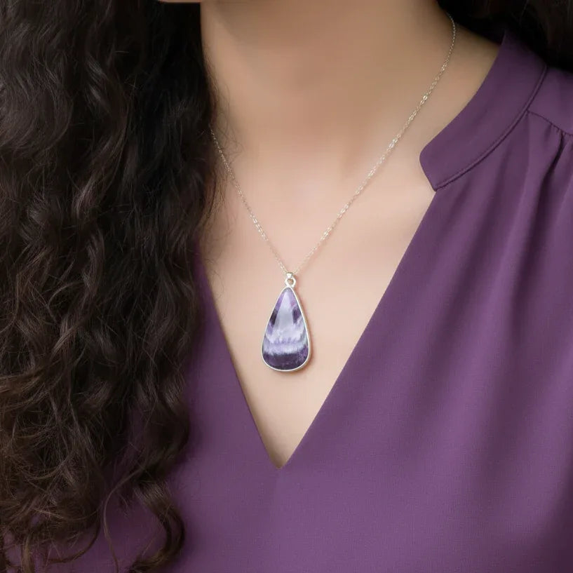 Pendentif serti en Améthyste chevron (PE1760)