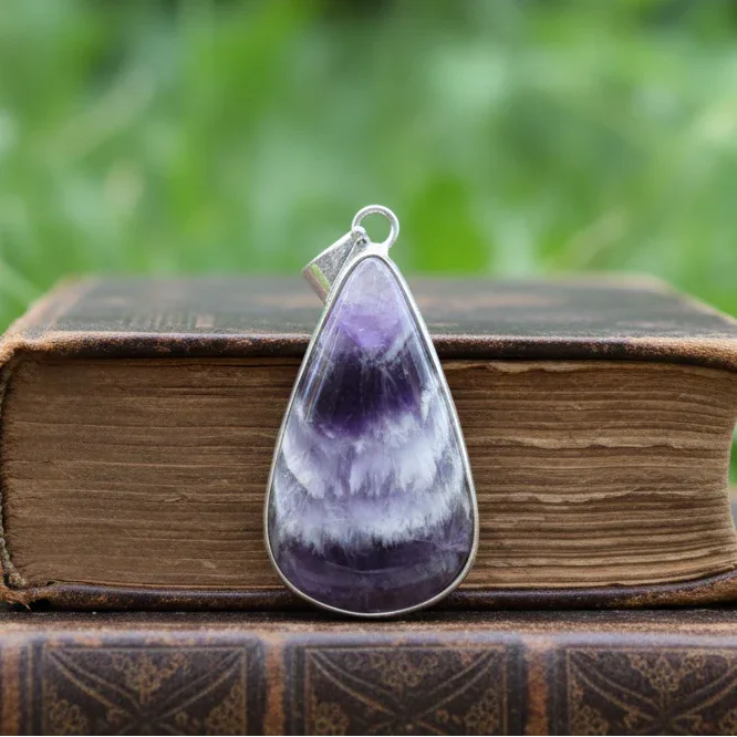 Pendentif serti en Améthyste chevron (PE1760)