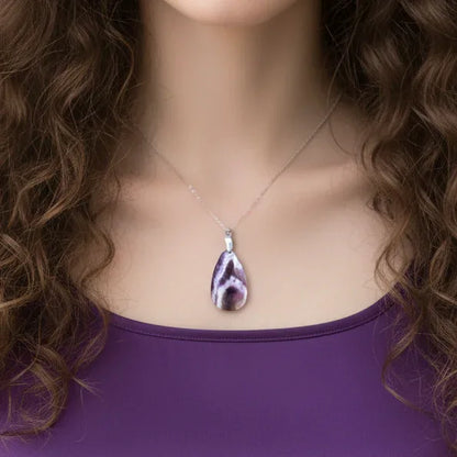 Pendentif en Améthyste chevrons (PE566)