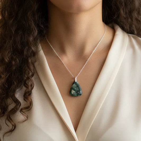 Pendentif en Calcédoine Chrome (PE1533)