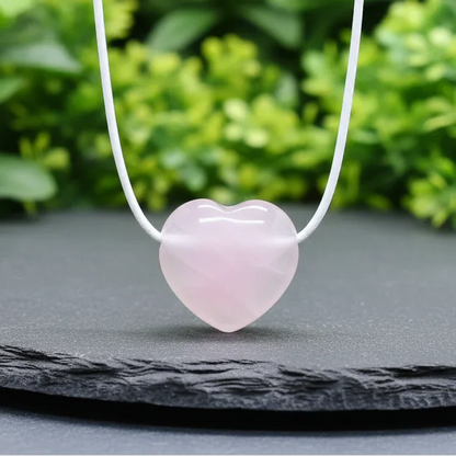 Pendentif cœur en Quartz rose (PE1554-2)