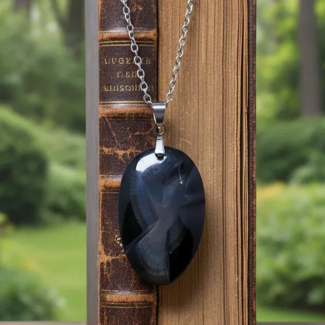 Pendentif gravé colombe en Obsidienne Œil Céleste (PE1883)