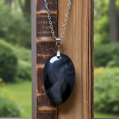 Pendentif gravé colombe en Obsidienne Œil Céleste (PE1883)