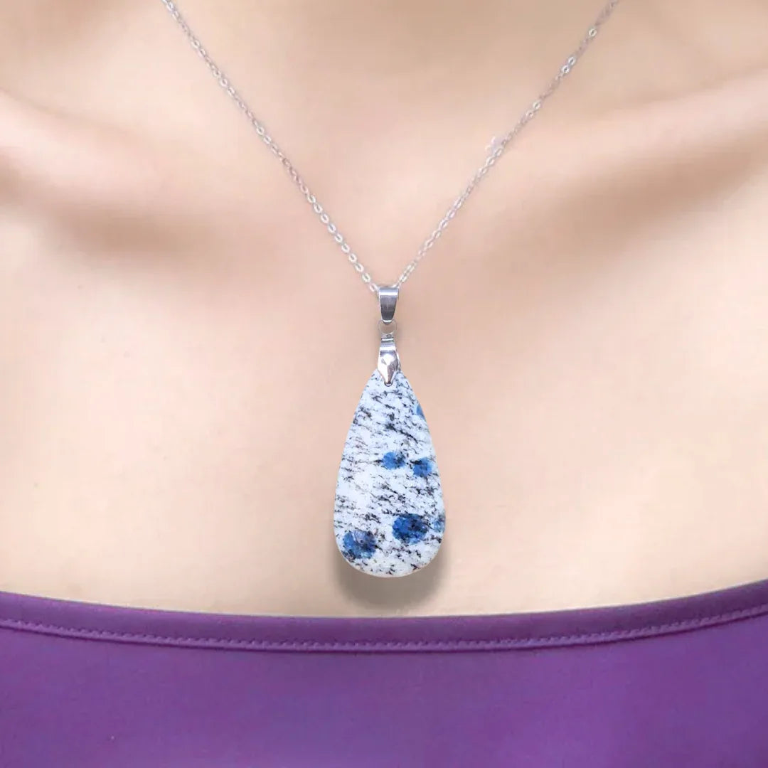 Pendentif en K2 (Granite et Azurite) (PE1781)